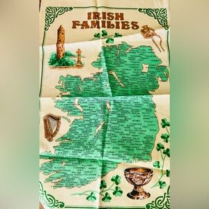 Irish Linen Tea Towel By Fingal Family Surnames NWOT